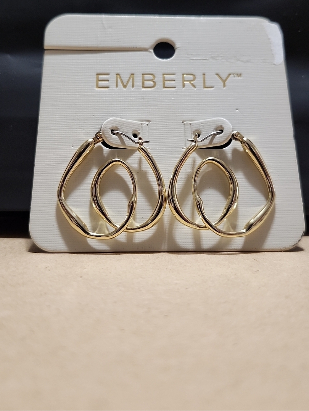 Emberly Gold-Tone Double Hoop Earrings – Organic Shape